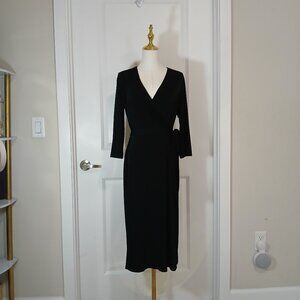 INC International Concepts Wrap Midi Dress Women’s Size M Black Belted